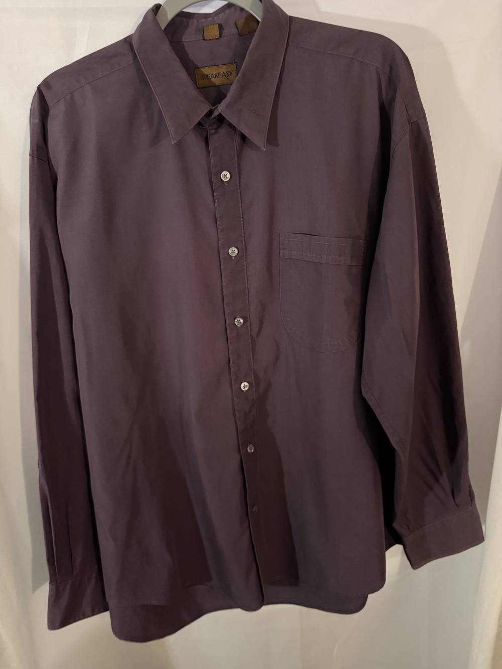 Speakeasy Men's Button Up Shirt Purple Size XL 17.5 34-35 Long Sleeve Pocket
